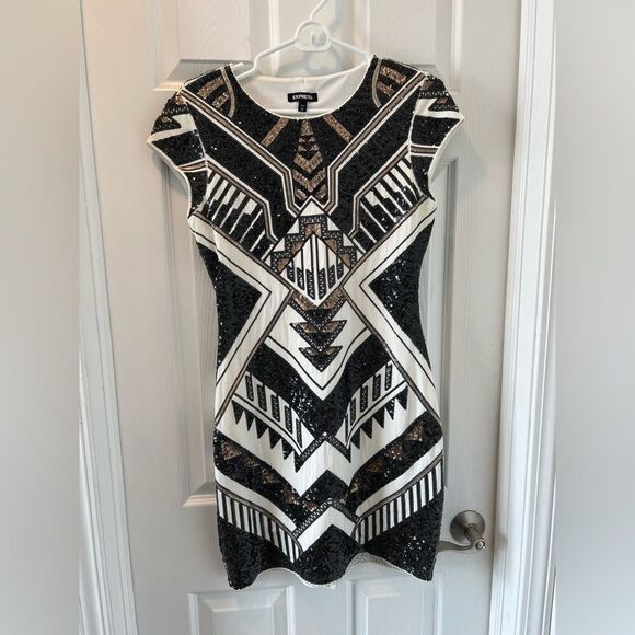Express Art Deco Sequin Sheath, size M - Picture 1 of 7